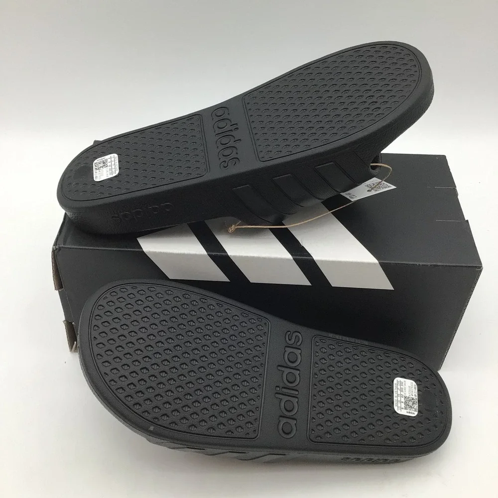 Adidas Adilette‎ Aqua Slides Mens Size 8 Core Black Slide Sandals F35550 NEW